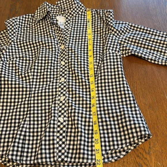 Liz & Co Black and White Check Buttoned Blouse sz S - Picture 10 of 12